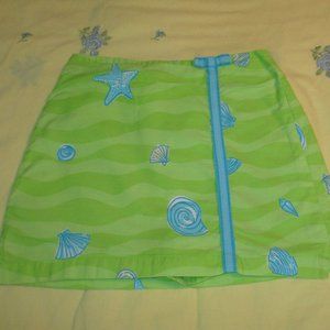 Lilly Pulitzer Skort, Girls Size 10, Green w/Blues